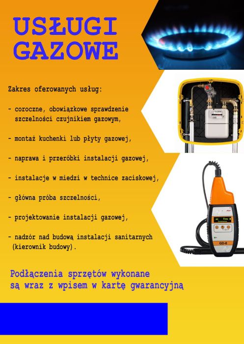 Przegląd gazowy, projekt i wykonanie instalacji gazowych Poznań