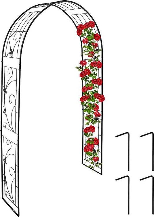 Relaxdays metalowy łuk różany, altana ogrodowa 216 x 150 x 36 cm