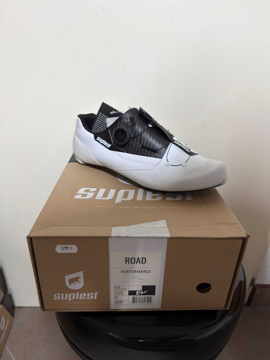 Buty rowerowe Suplest Road Performance – biało-czarne (szosa) r. 44.5