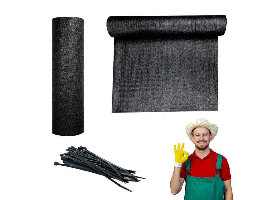 ZESTAW Siatka cieniująca na ogrodzenie Opaski zaciskowe 100 szt GRATIS