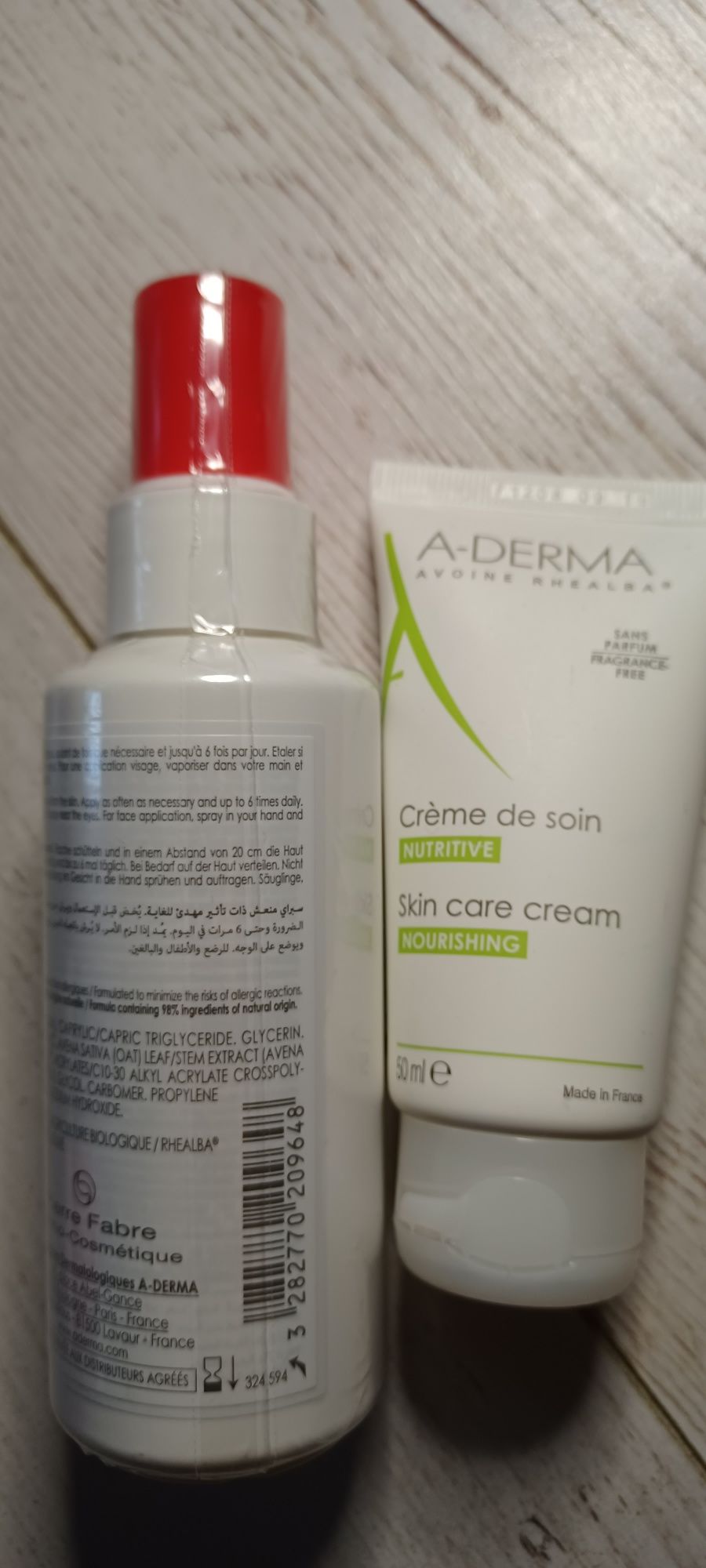 A-derma spray odświeżający, krem nawilzajacy