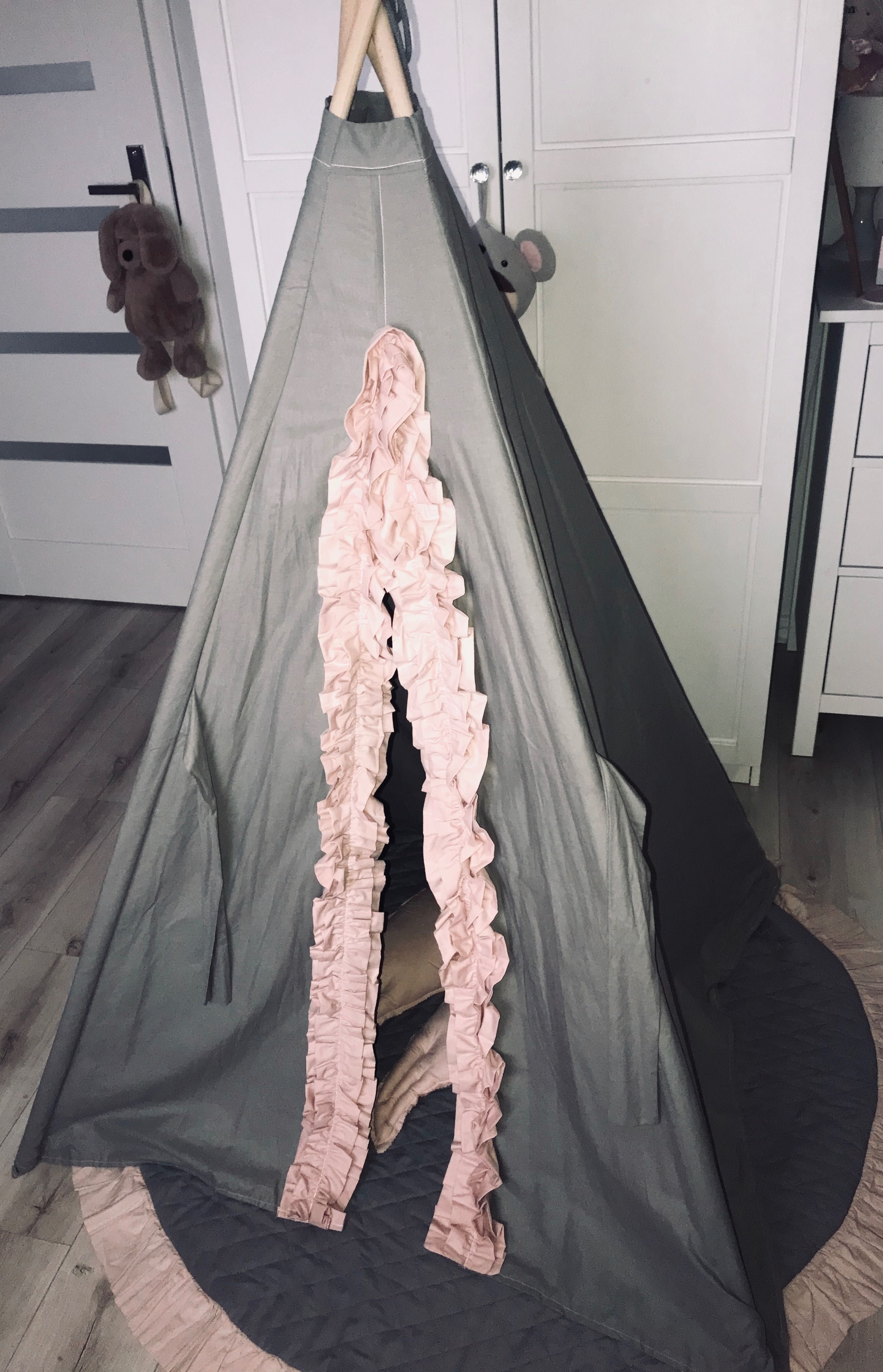 Tipi namiot szary różowy stabilny