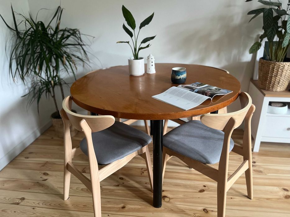 Stół Okrągły PRL Vintage Loft 120cm Metalowe Nogi