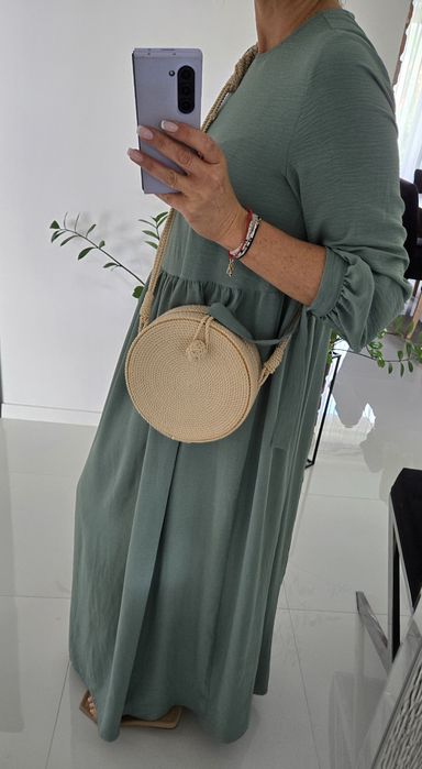 Sukienka maxi boho Refka Casual 36 38 wiązana lejaca