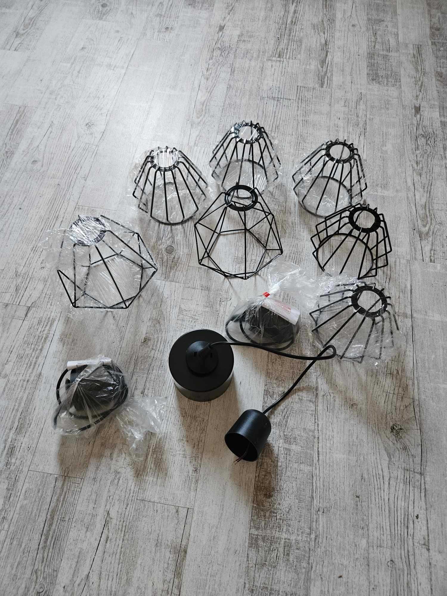 Komplet zestaw 8 lamp loft brylant czarne wiszące