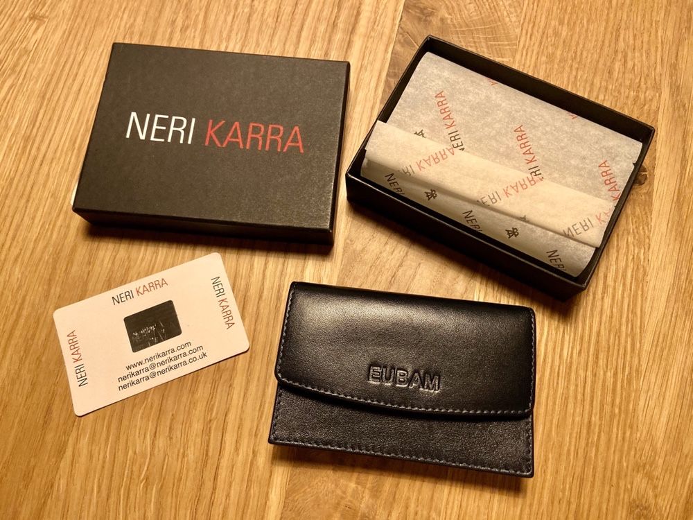 Skórzany wizytownik Neri Karra Eubam portfel na karty