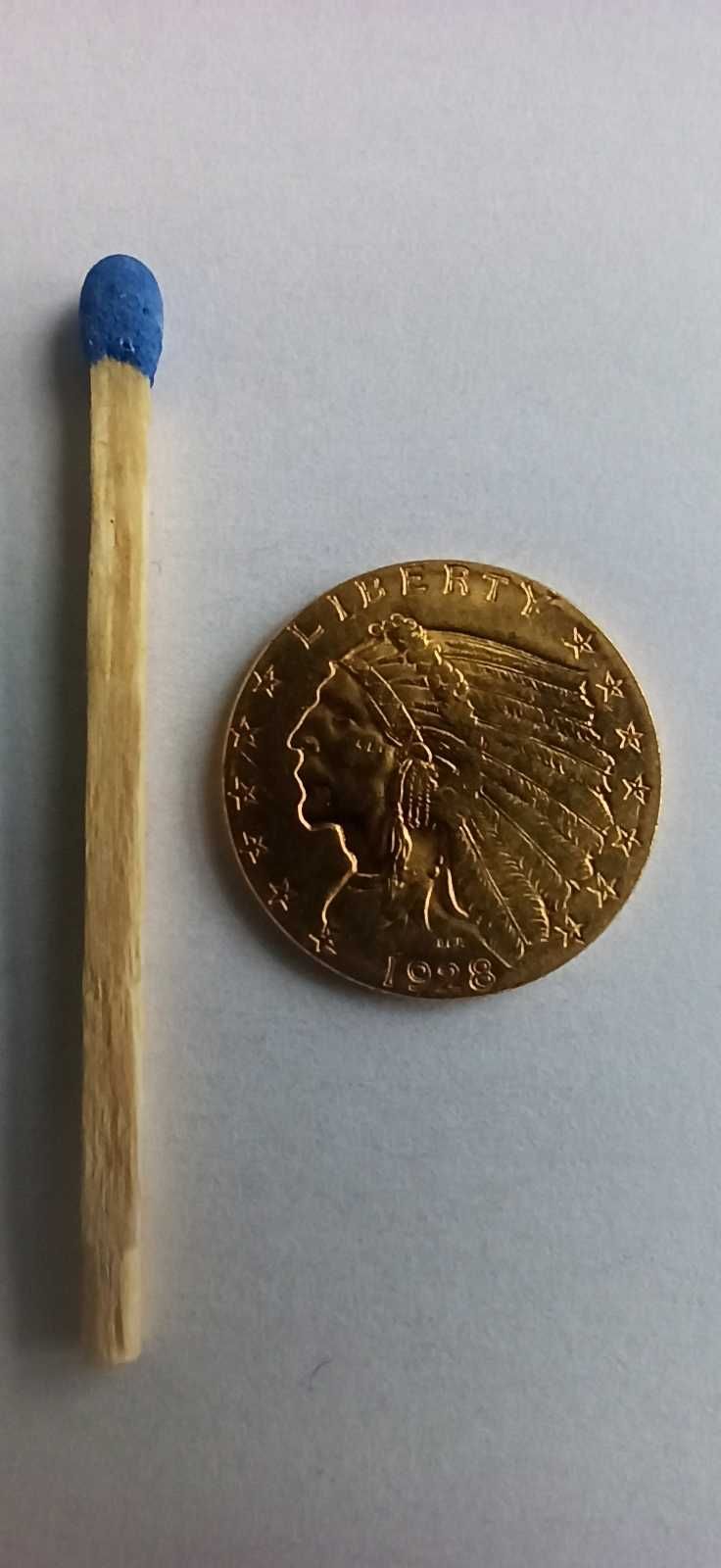 USA 2 1/2 Dolara 1928 r. 4,18 g AU złota moneta Indianin