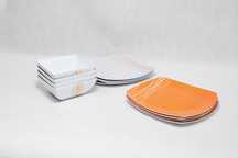 Zestaw 2X Naczynia plastikowe miseczki talerze  2 komplety LAREDOUTE