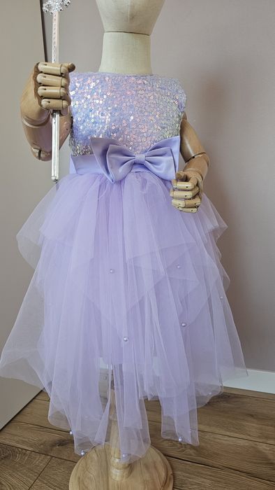 Дитяча пишна святкова фіолетова сукня принцеси на 5 6 7 років з бантом