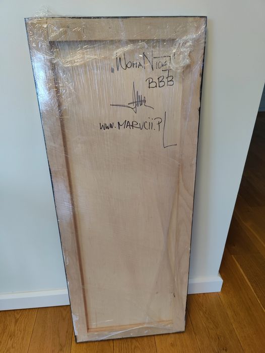 Galeria MARUCII, obraz ręcznie malowany na drewnie, kobieta z kotem