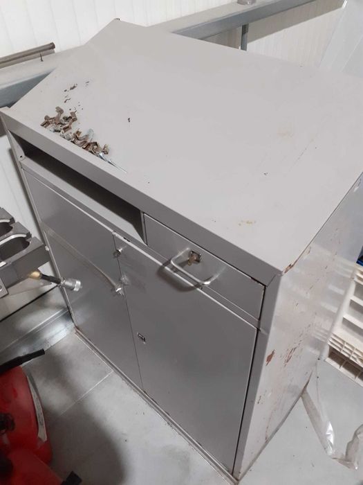 Armário/Secretária de inox com armário/gaveta