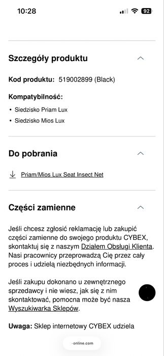 Moskitiera Cybex Priam Mios + uniwersalna folia przeciwdeszczowa NOWE