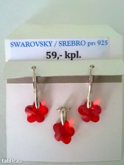 Komplety Swarovski flower 10 mm w srebrze