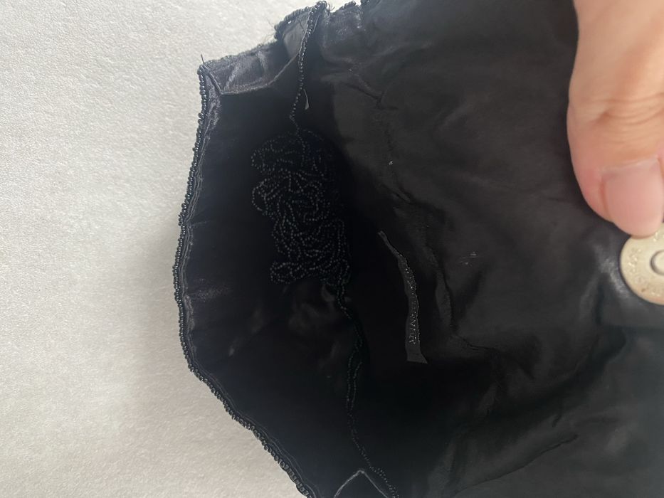 Bolsa de Festa Preta Vintage com Lantejoulas e Missangas