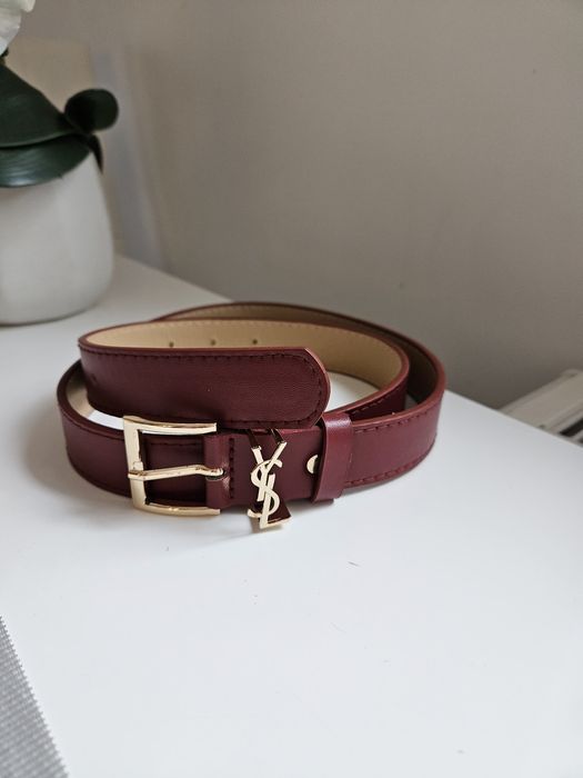 Damski pasek ysl bordowy