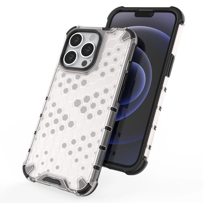 Honeycomb etui pokrowiec z żelową ramką iPhone 13 Pro niebieski