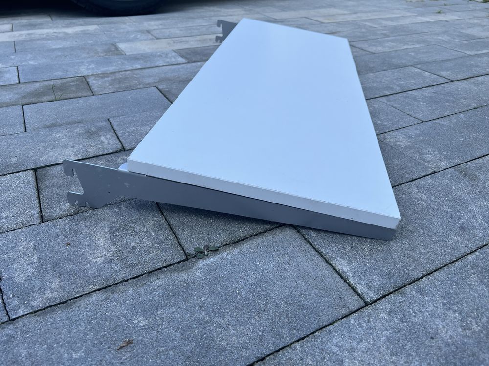 Półki-płyty białe meblowe ze wspornikami 89x33cm