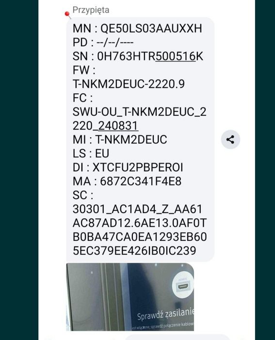 Telewizor  Samsung  Smart z uszkodzona matrycą