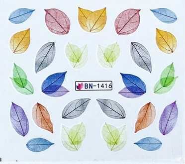 bn1416 naklejki wodne na paznokcie liście