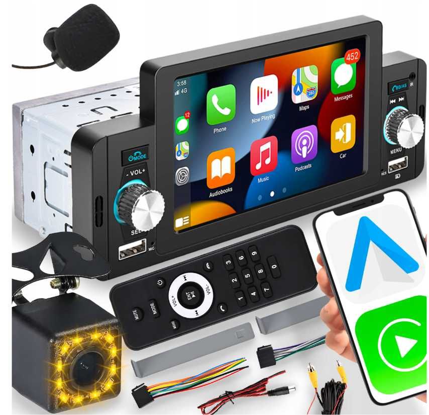 Radio Samochodowe 1 DIN z dotykowym ekranem CARPLAY ANDROID AUTO