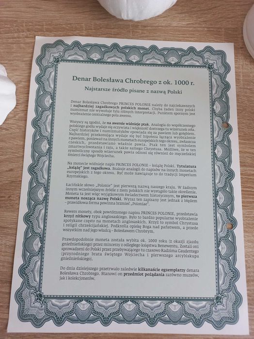 Denar Bolesława Chrobrego-pierwsza moneta z nazwą Polski