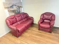 Sofas em pele bordo 5 lugares