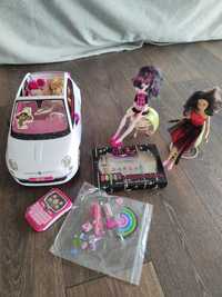 Barbie salon piękności+ samochod Barbie+mebelki+ Monster High + ozdoby