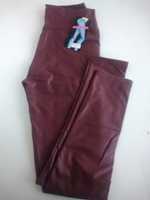 Legging de napa cardada bordeaux cintura subida - L