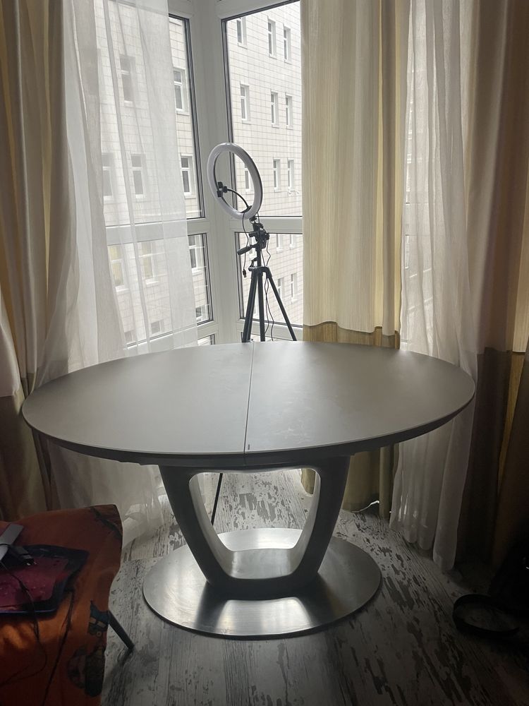 Продаю овальный обеденный стол модерн лофт серый