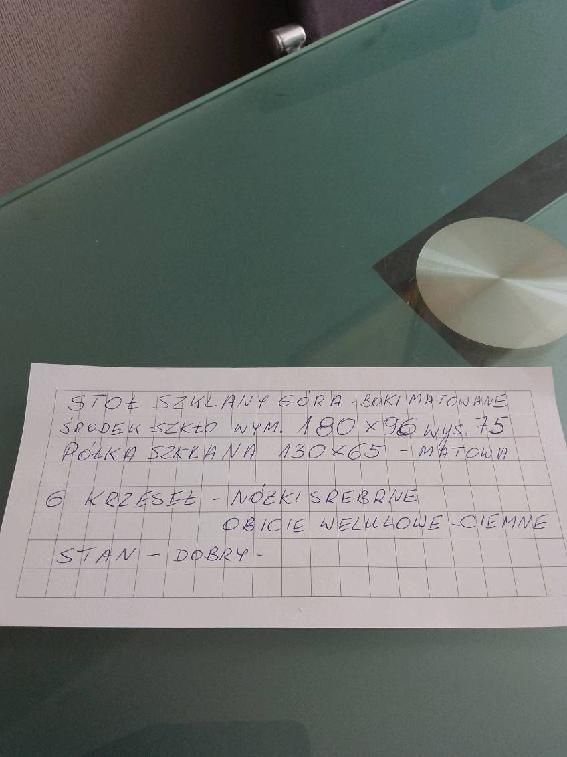 Stół szklany + 6 krzeseł