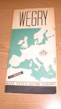 Węgry Mapa Przeglądowa Europy W Skali 1 Do Milion Z 1966 Roku