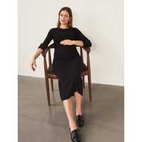 Reserved for Mum dzianinowa sukienka ciążowa czarna midi minimalizm S