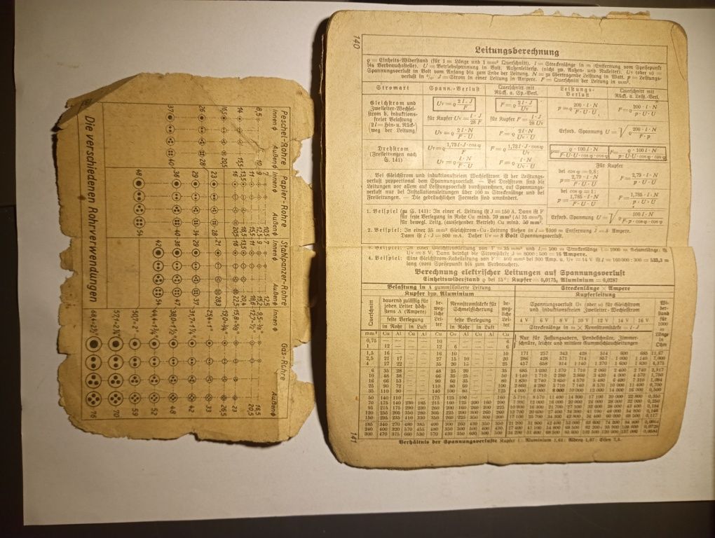 Stara niemiecka książka z tabelami schematami elktrycznymi