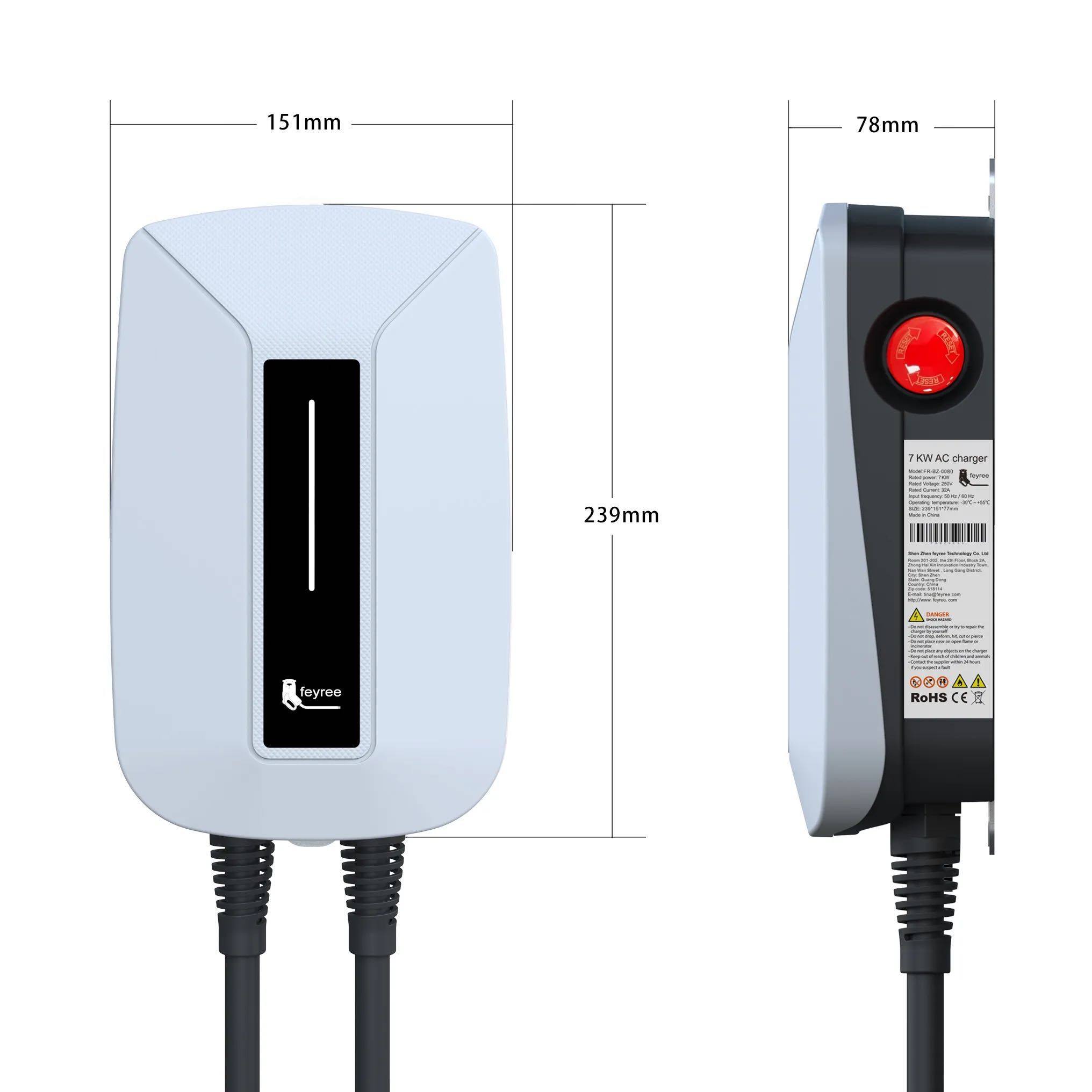 Estação de Carregamento para Carro Elétrico * 32A * Tipo 2