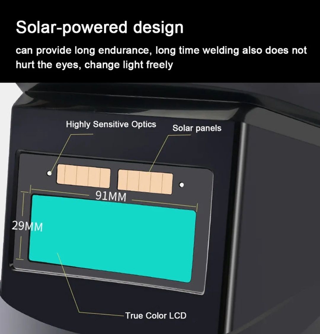 Máscara de soldar automática com lanterna de trabalho recarregável