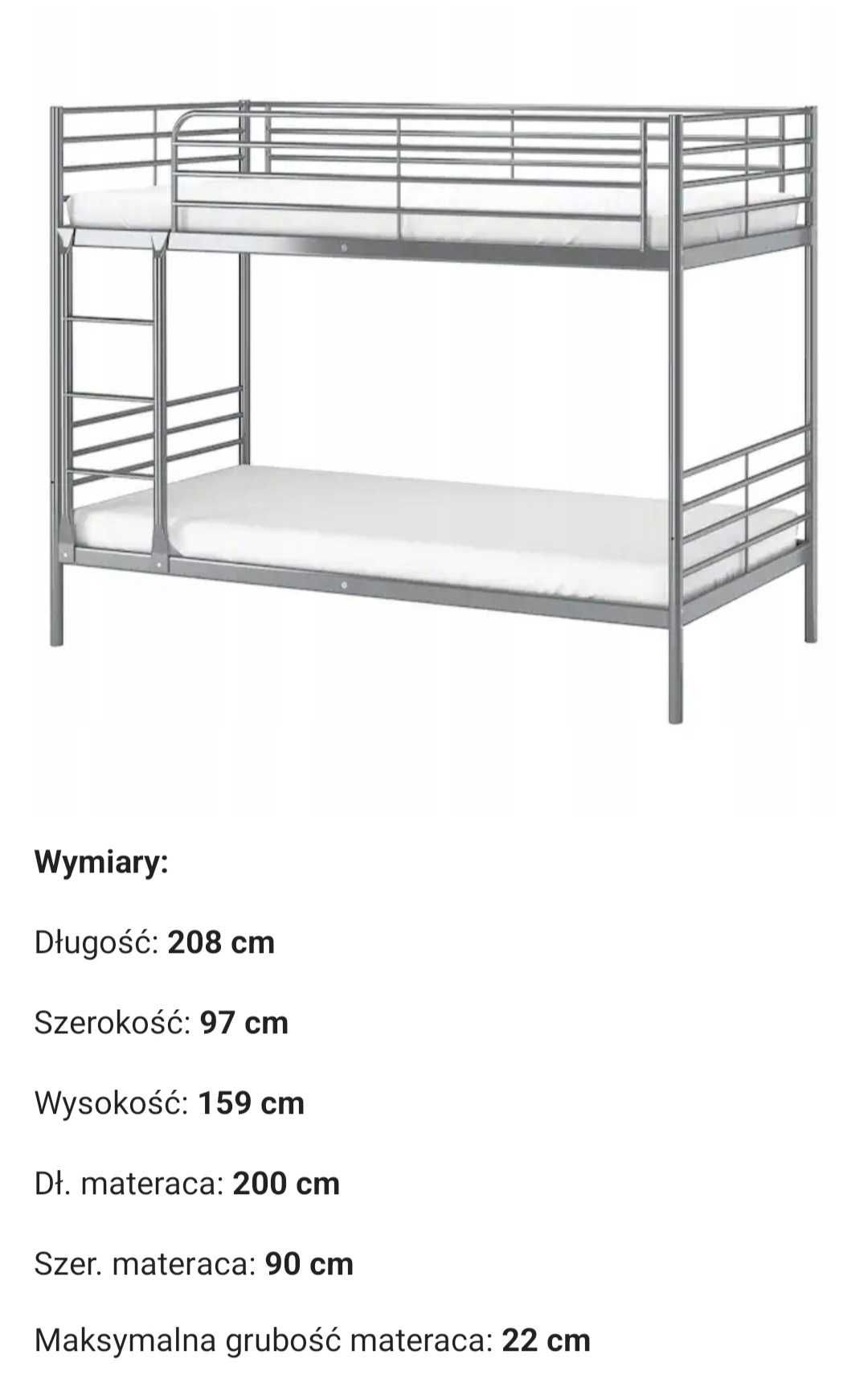 Rama łóżka piętrowego IKEA metalowe