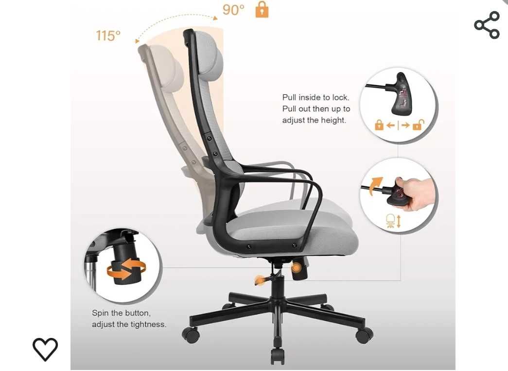 Ergonomiczne krzesło komputerowe MELOKEA, krzesła biurowe