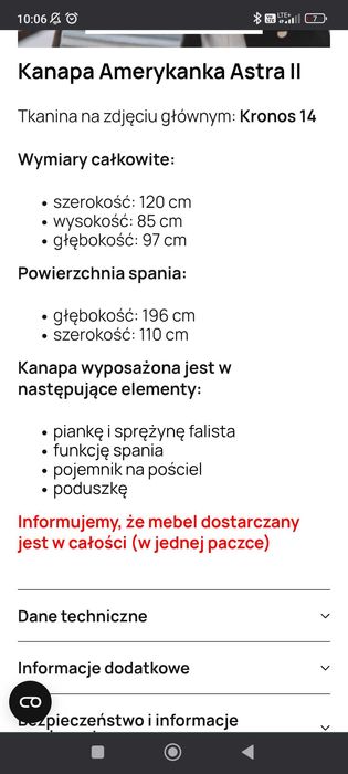 Sofa/Amerykanka/ kanapa