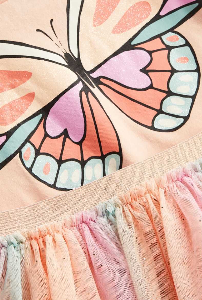 Hm zestaw koszulka MOTYL, MOTYLEK  i spódniczka tiul BROKAT 134 140