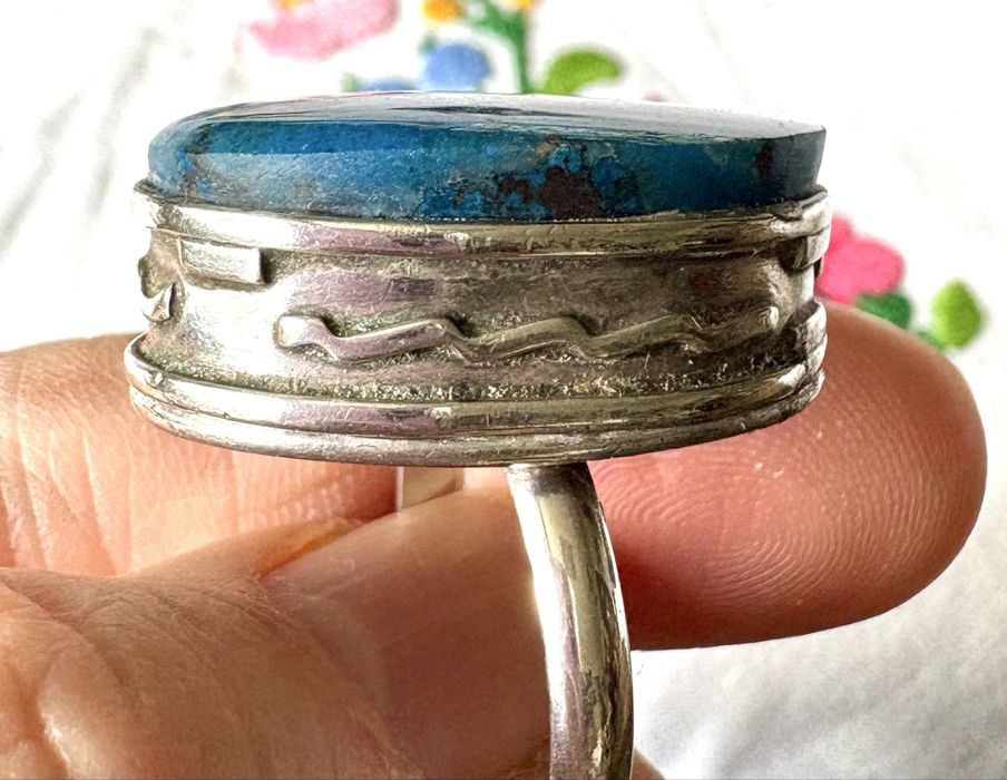 Stare srebro PRL stary srebrny pierścionek Warmet ? kopułka  vintage