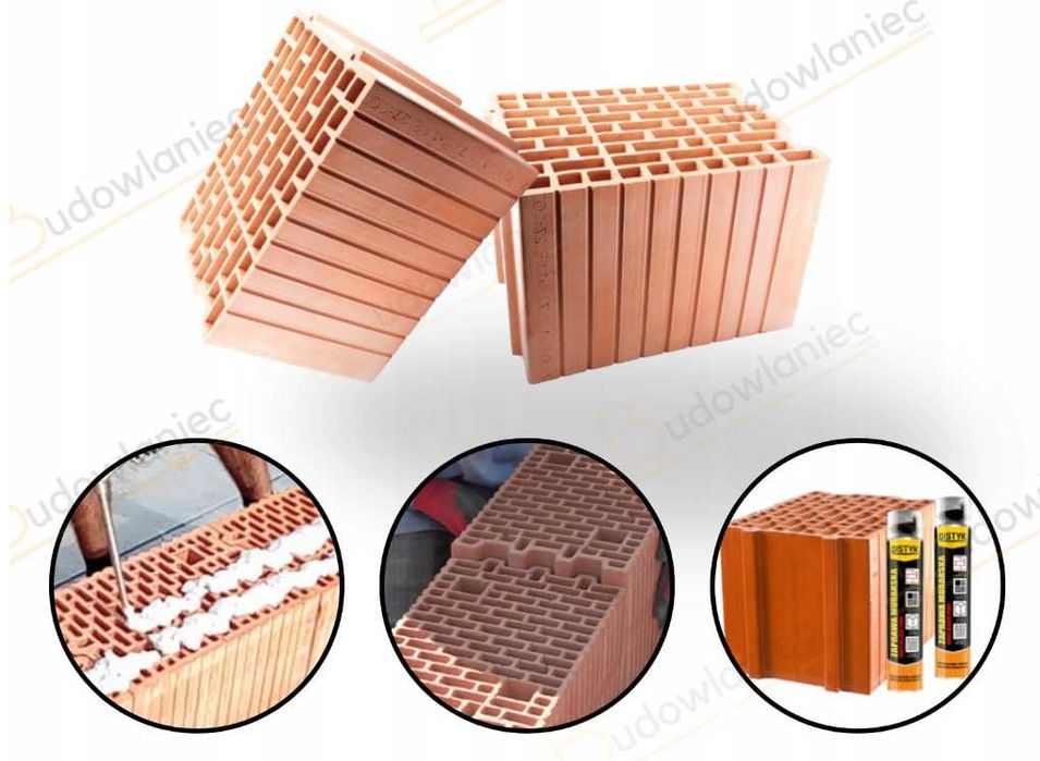 Cegła ceramiczna Pustak 25PW szlifowana Ceramika Podkarpacka+HDS piana