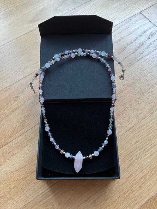 Naszyjnik z kamieni naturalnych kryształ górski srebro