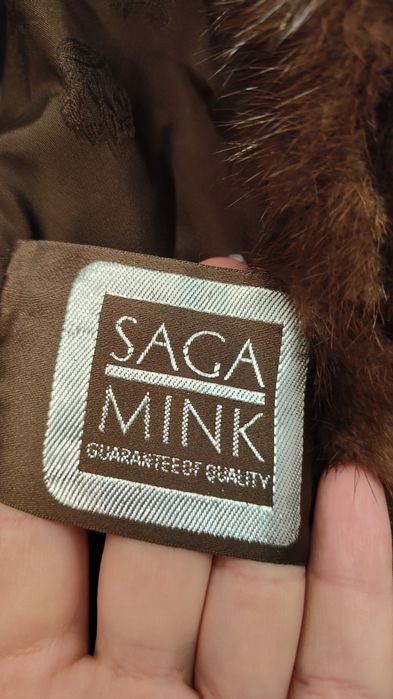 Płaszcz/futro z Norek SAGA MINK - Brązowy, Długi, Vintage