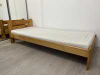 Łóżko jednoosobowe drewniane  sosnowe z materacem 90