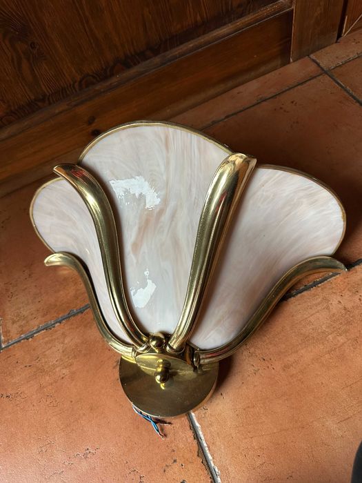 Vintage duży kinkiet Art Nouveau, Lotus Lamp