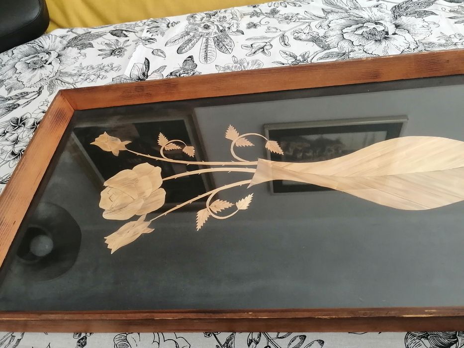 Obraz słomiany rękodzieło pszeszklony naturally boho