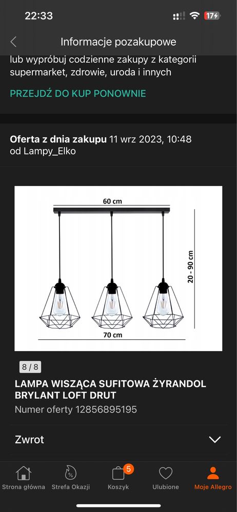 Lampa wisząca loftowa