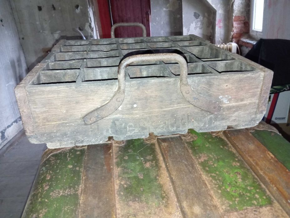 UNIKAT ! Zabytkowa skrzynka na butelki Schultheiss browar Breslau