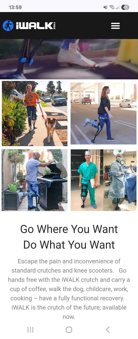 Muleta canadiana ortotese iWalk para andar