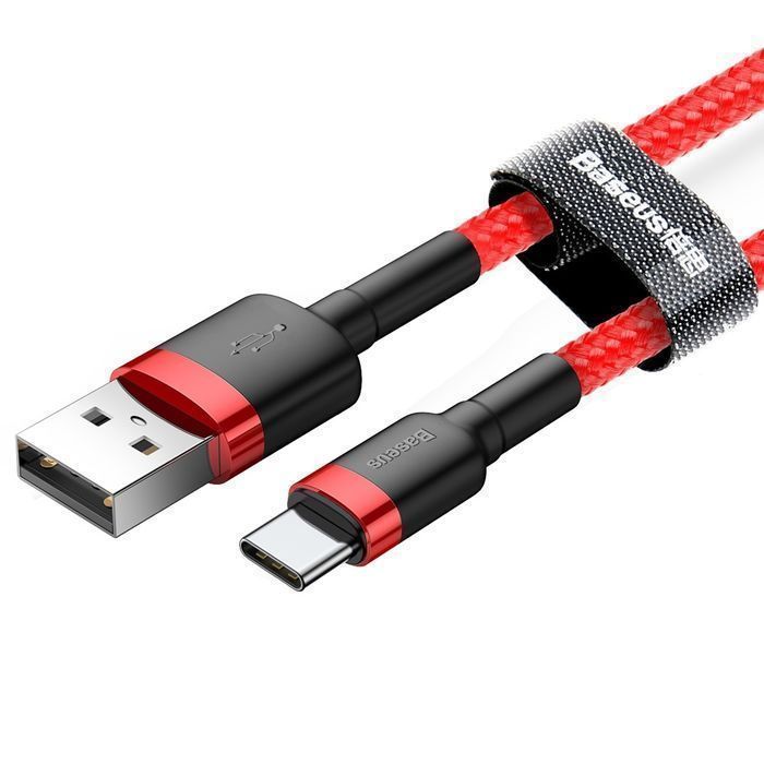 Kabel Baseus Cafule Nylonowy USB-C QC3.0 3A 1M Czerwony
